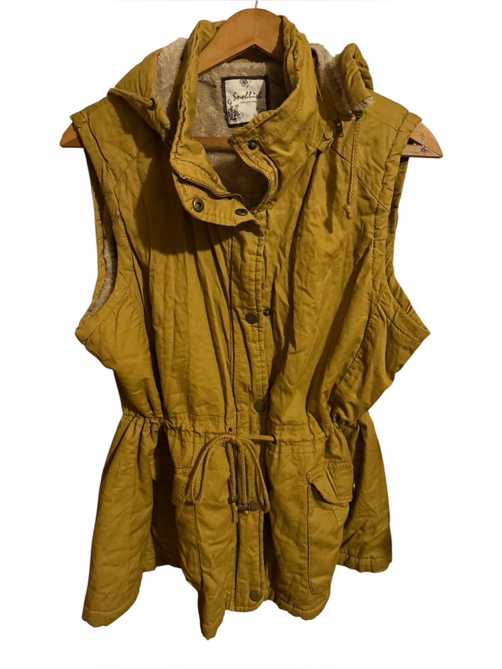 Snobbish sleeveless mustard yellow zipup hooded vest fall ladies 2xl women’s